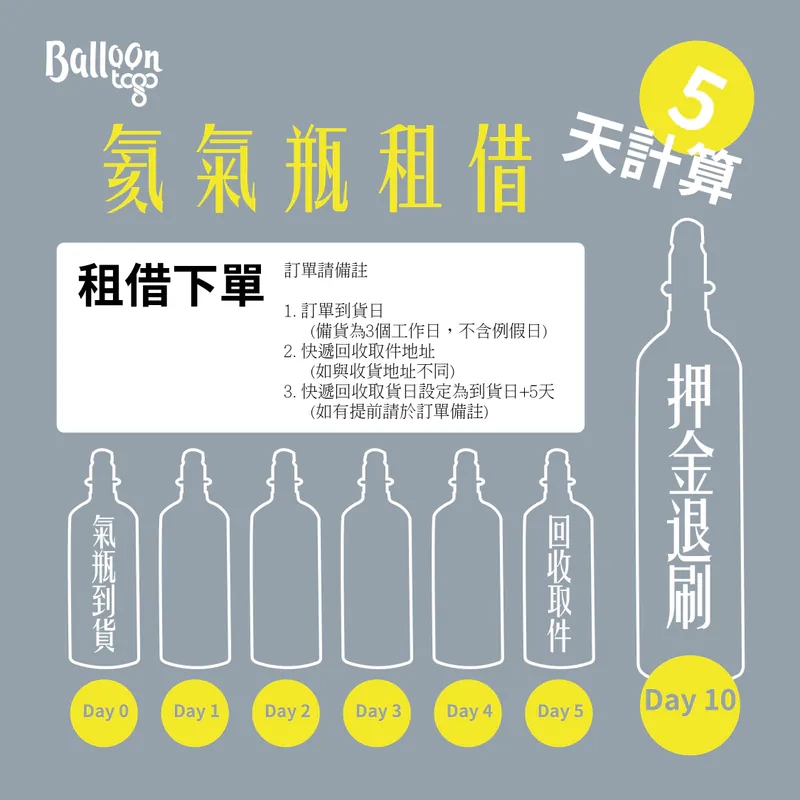 1瓶 氦氣氣瓶 (5天租借)